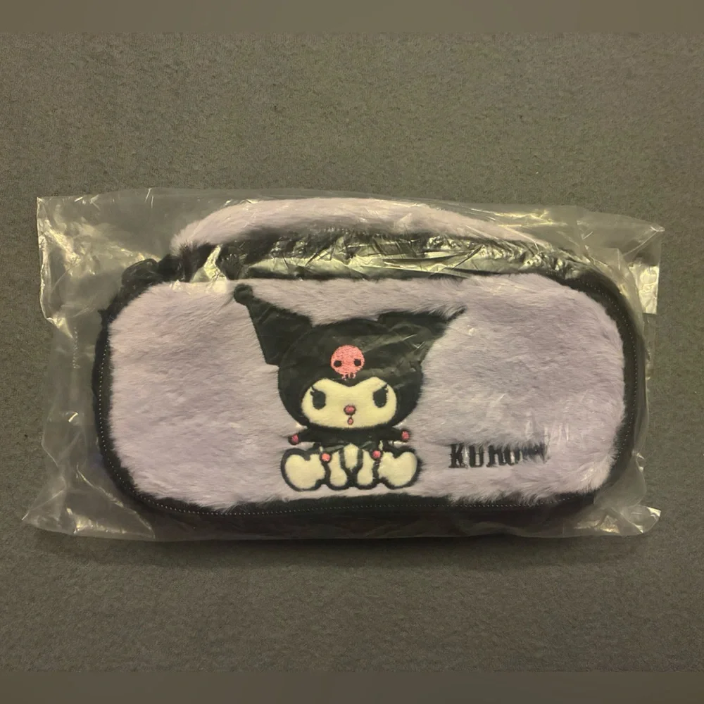 NWT Kawaii Sanrio Kuromi Plush Fuzzy Pencil Pouch